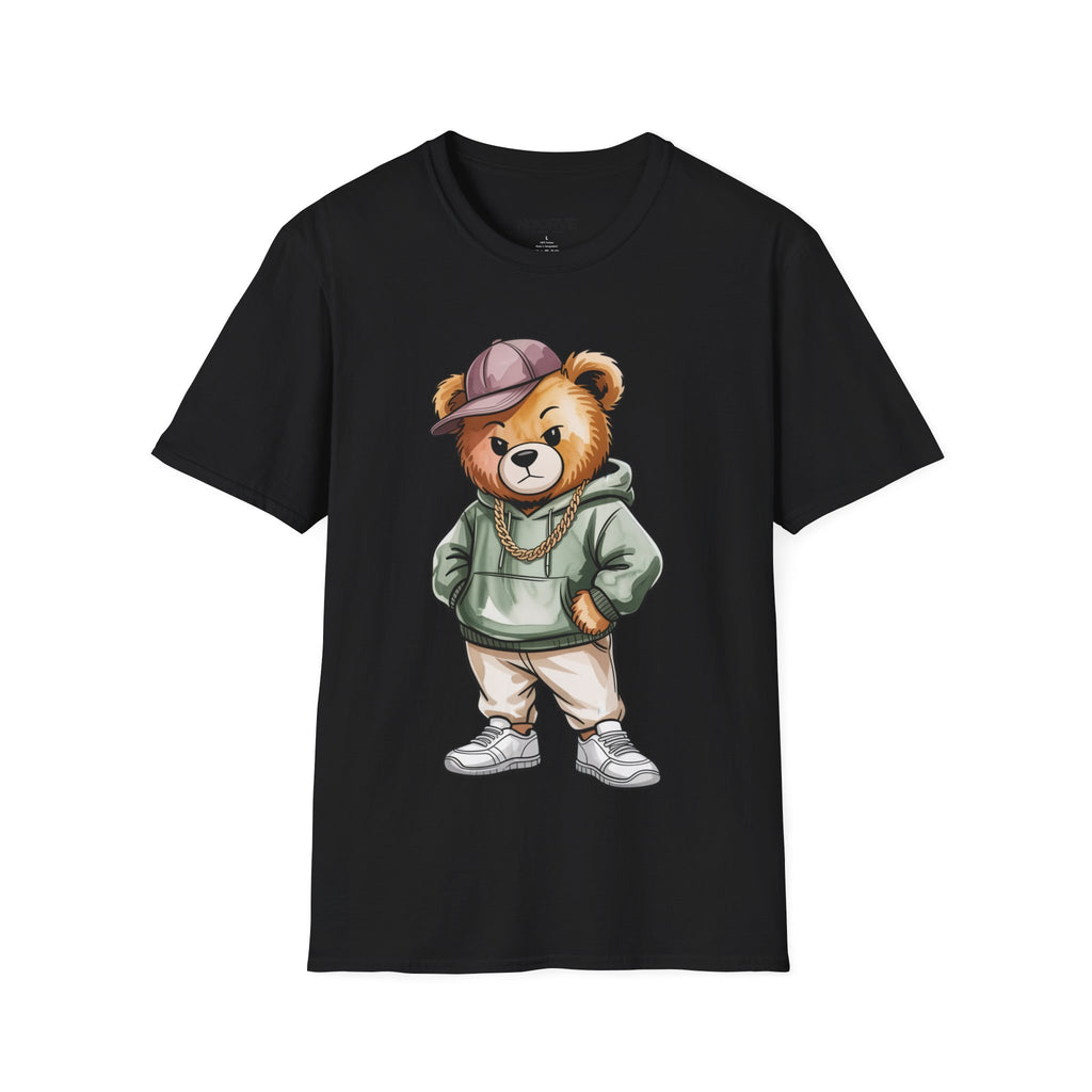 Casual Bear Graphic T-Shirt — Cool Teddy in Hoodie & Cap