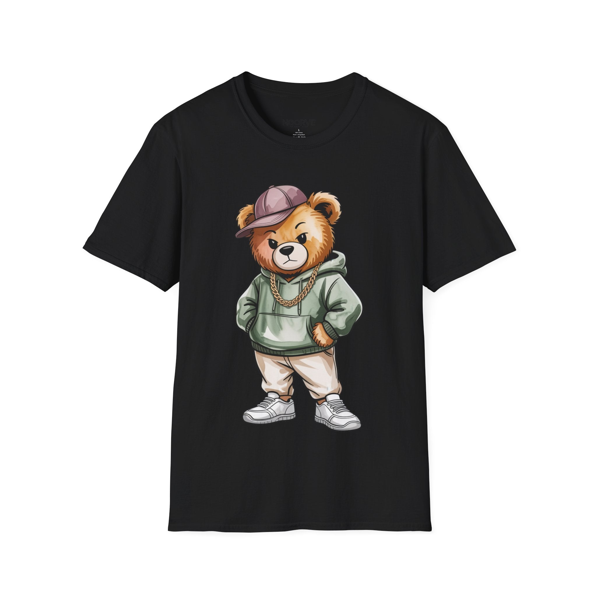 Casual Bear Graphic T-Shirt — Cool Teddy in Hoodie & Cap