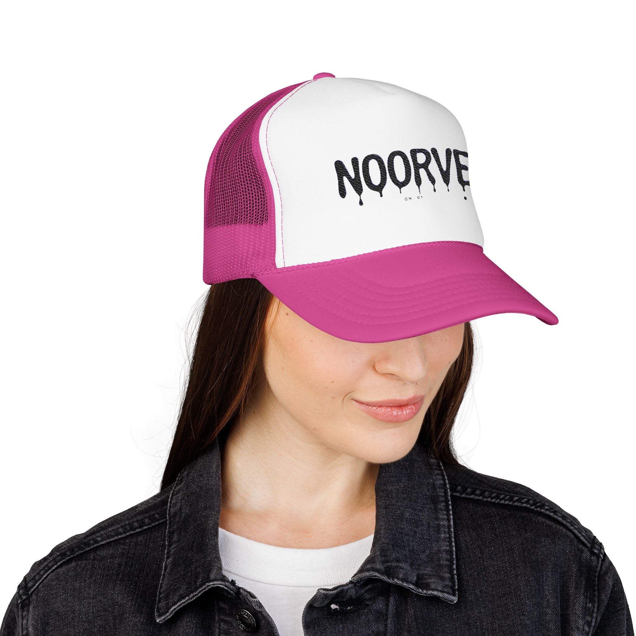 Drip Logo Trucker Hat — Noorvé Glimmer Foam Cap