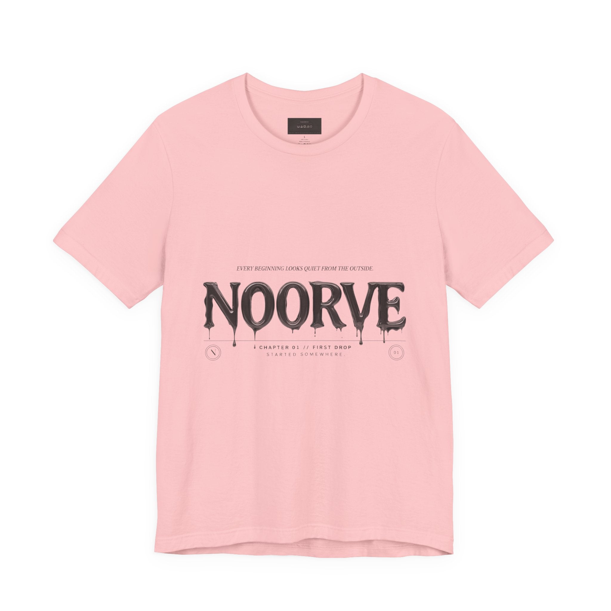 Noorve Drip Logo T-Shirt — Graphic White Tee with Gothic Dripping Text