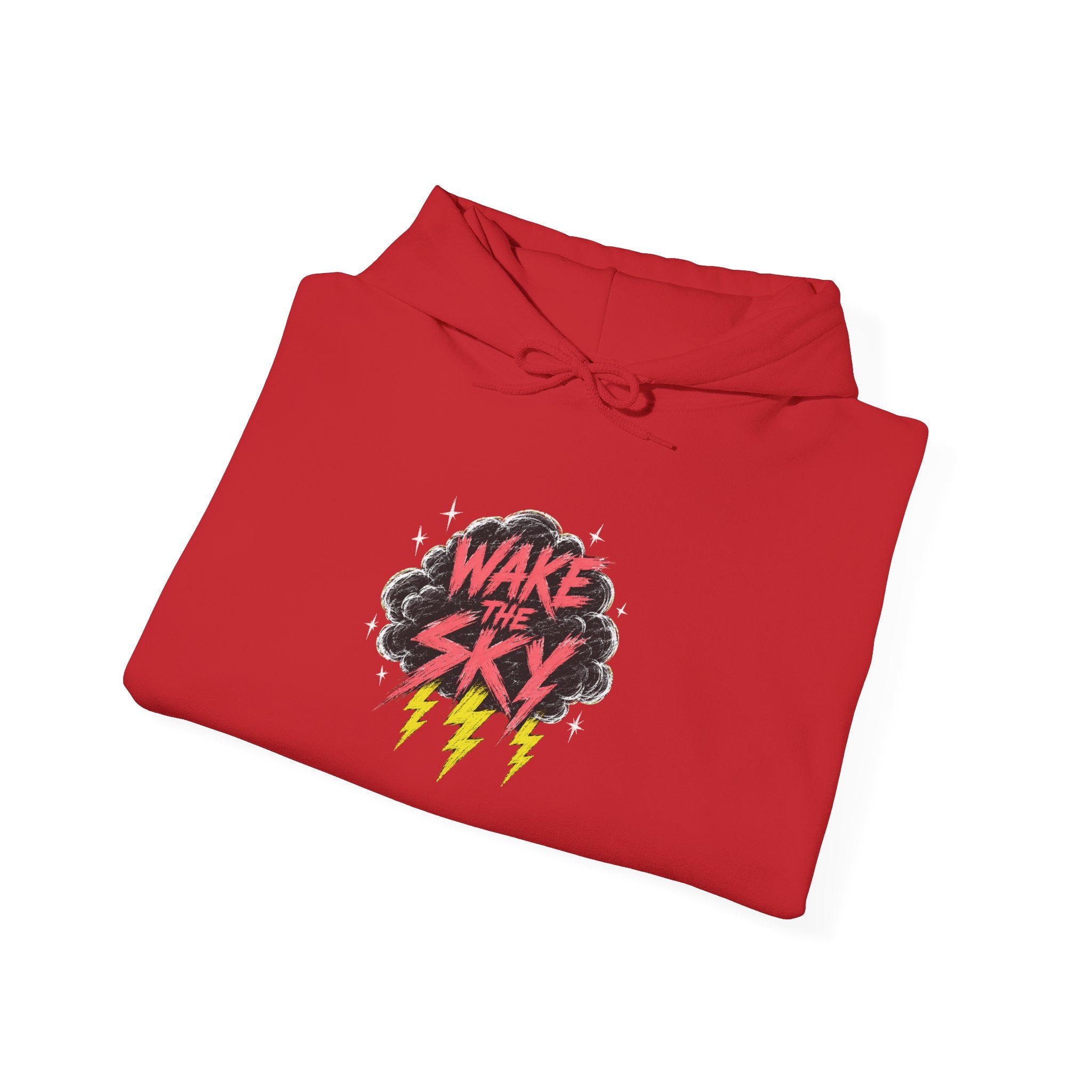 Midnight Snack Crew Hoodie — 'Wake the Sky' Raccoon Graphic Hooded Sweatshirt