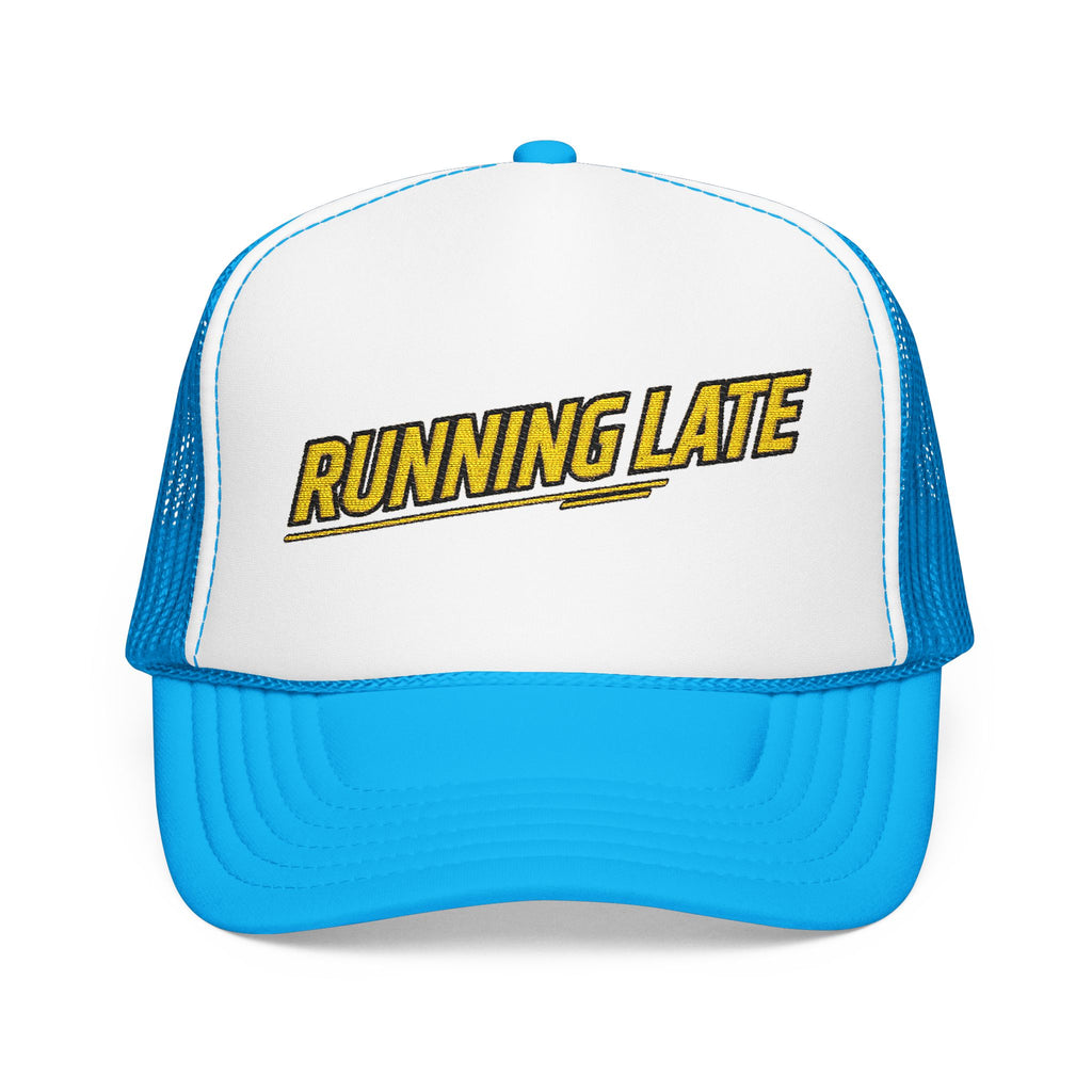 Running Late Trucker Hat — Funny Retro Foam Mesh Cap | Noorve | Hats