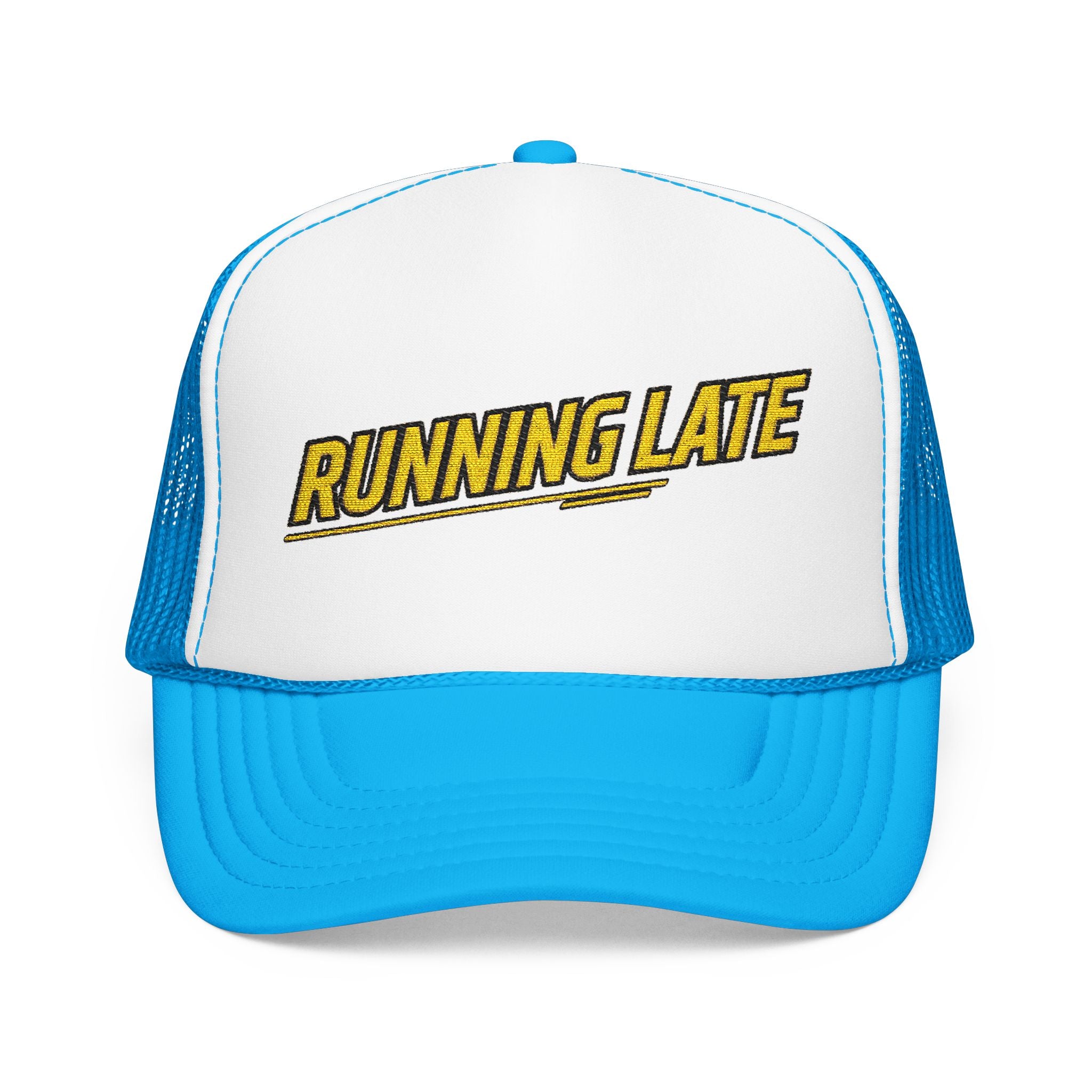 Running Late Trucker Hat — Funny Retro Foam Mesh Cap | Noorve | Hats