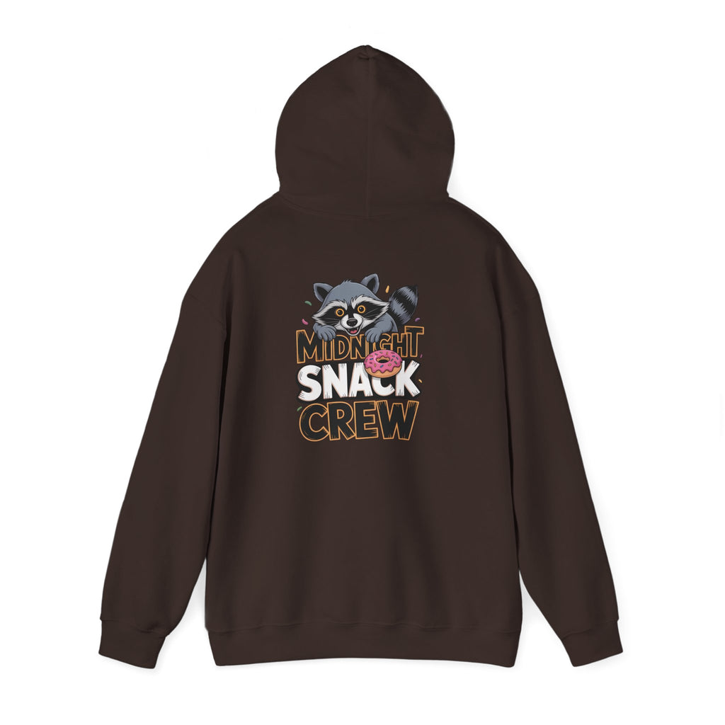 Midnight Snack Crew Hoodie — 'Wake the Sky' Raccoon Graphic Hooded Sweatshirt
