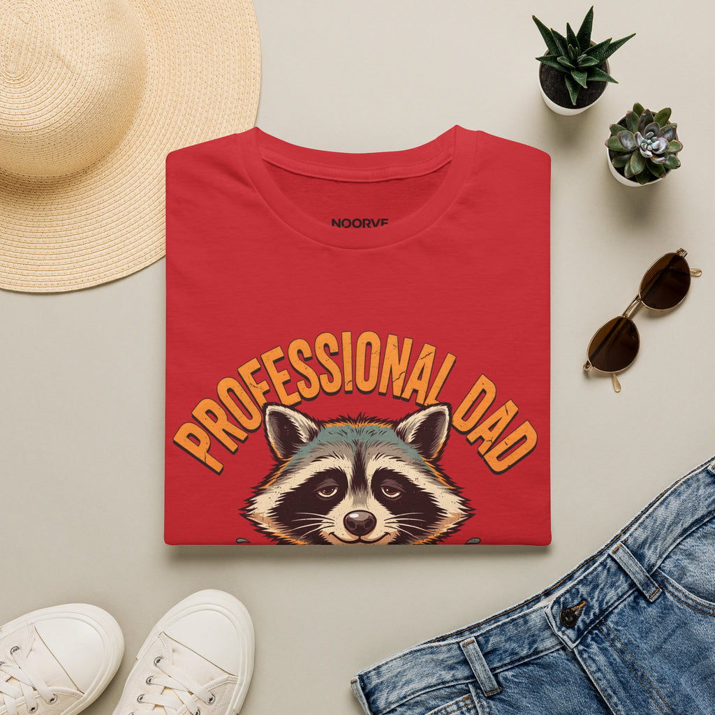 Dad T-Shirt — “Professional Dad, Amateur Sleeper” Raccoon Graphic Tee