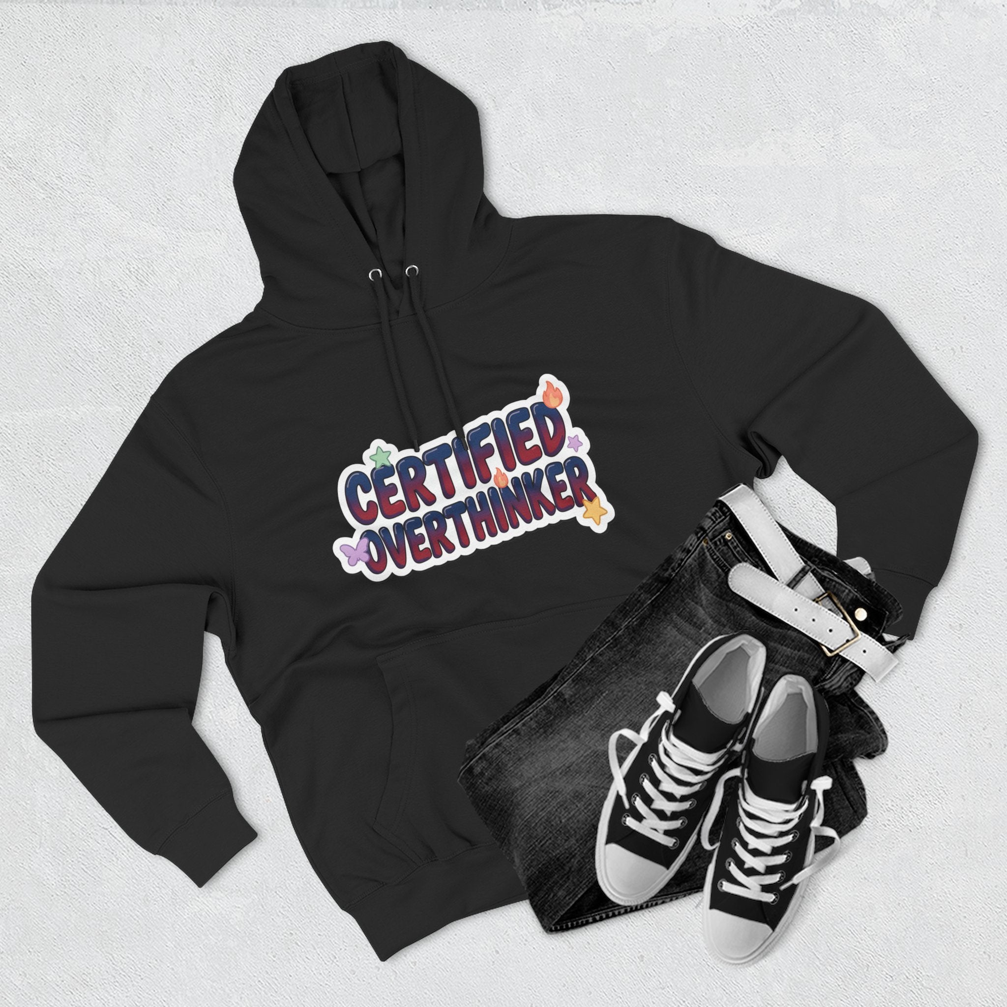 Hoodie — 'Certified Overthinker' & 'Anti Surfing Sun Club' Graphic Pullover