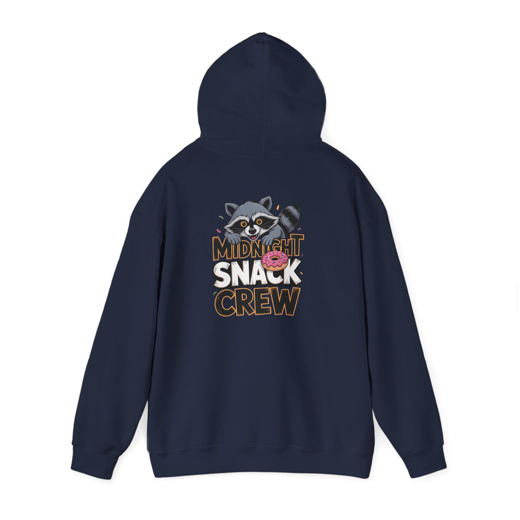 Midnight Snack Crew Hoodie — 'Wake the Sky' Raccoon Graphic Hooded Sweatshirt