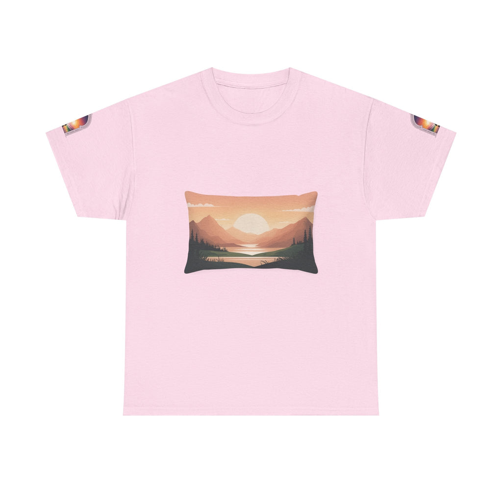 Sunset Mountain Landscape Tee - Retro Nature Graphic T-Shirt