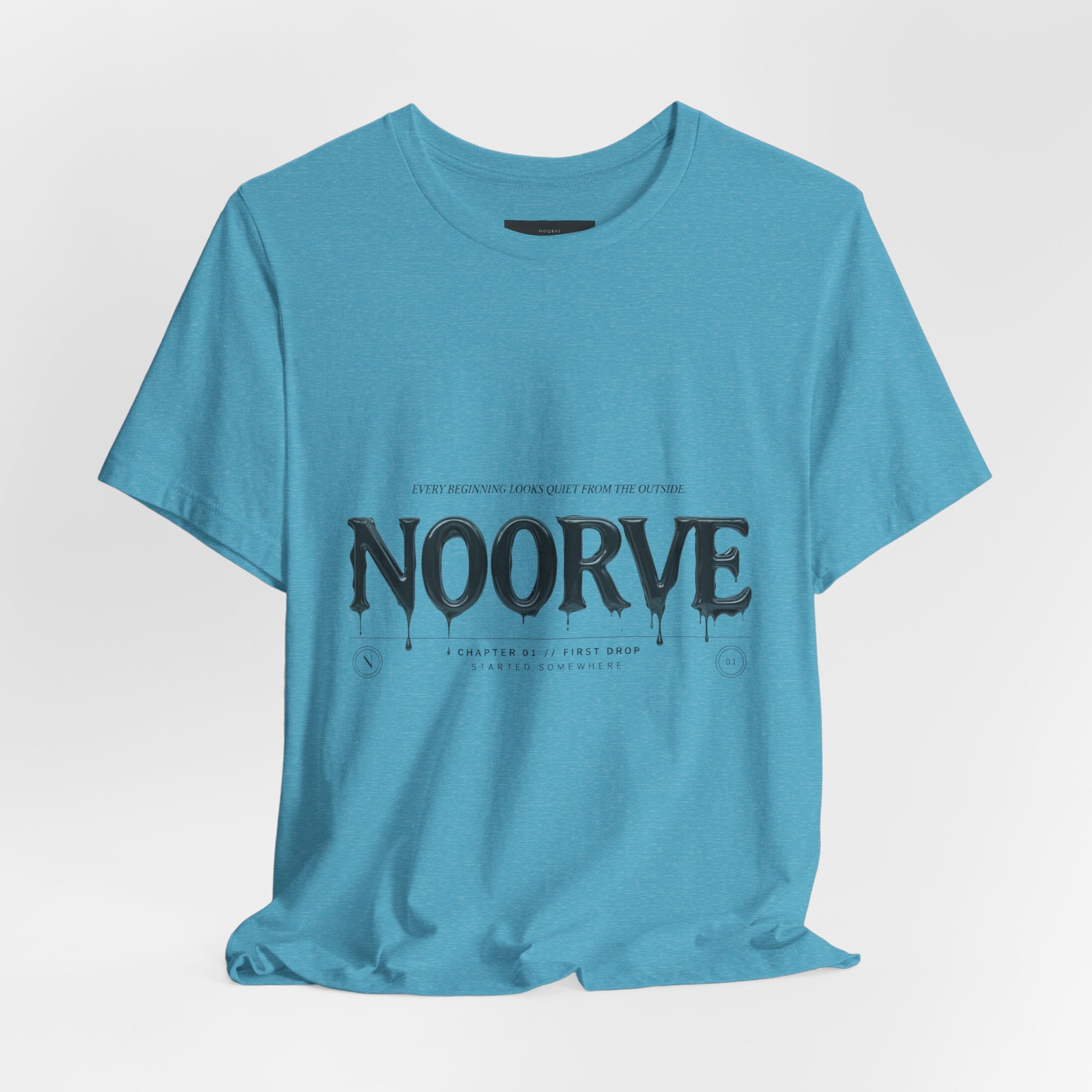 Noorve Drip Logo T-Shirt — Graphic White Tee with Gothic Dripping Text