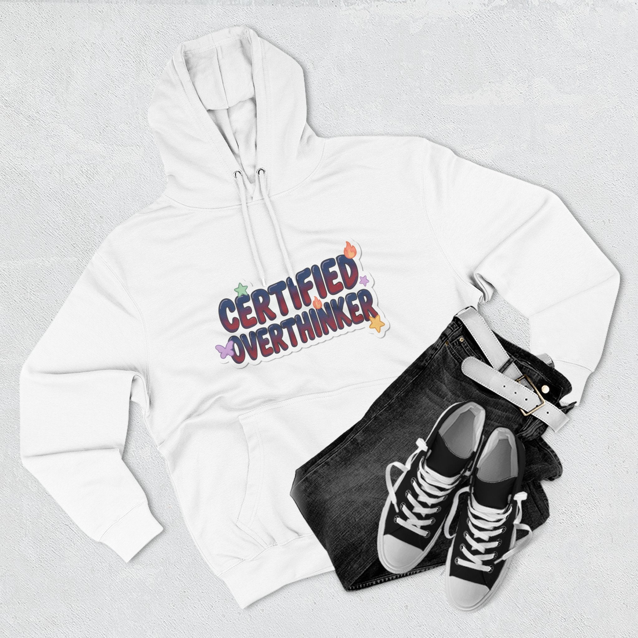 Hoodie — 'Certified Overthinker' & 'Anti Surfing Sun Club' Graphic Pullover