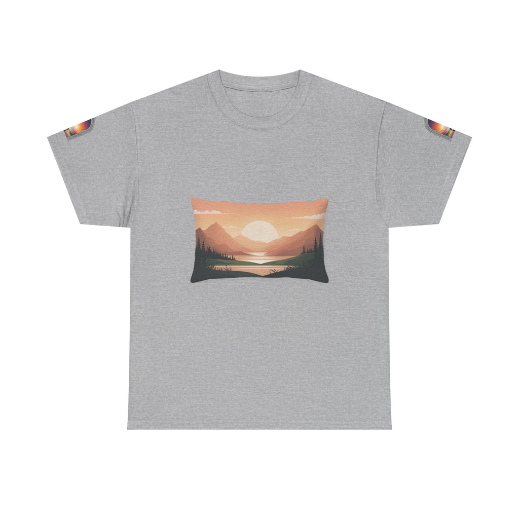 Sunset Mountain Landscape Tee - Retro Nature Graphic T-Shirt | Noorve | T-Shirt