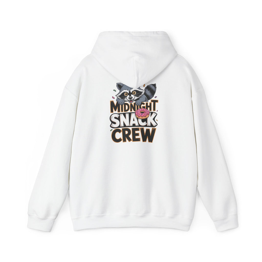 Midnight Snack Crew Hoodie — 'Wake the Sky' Raccoon Graphic Hooded Sweatshirt