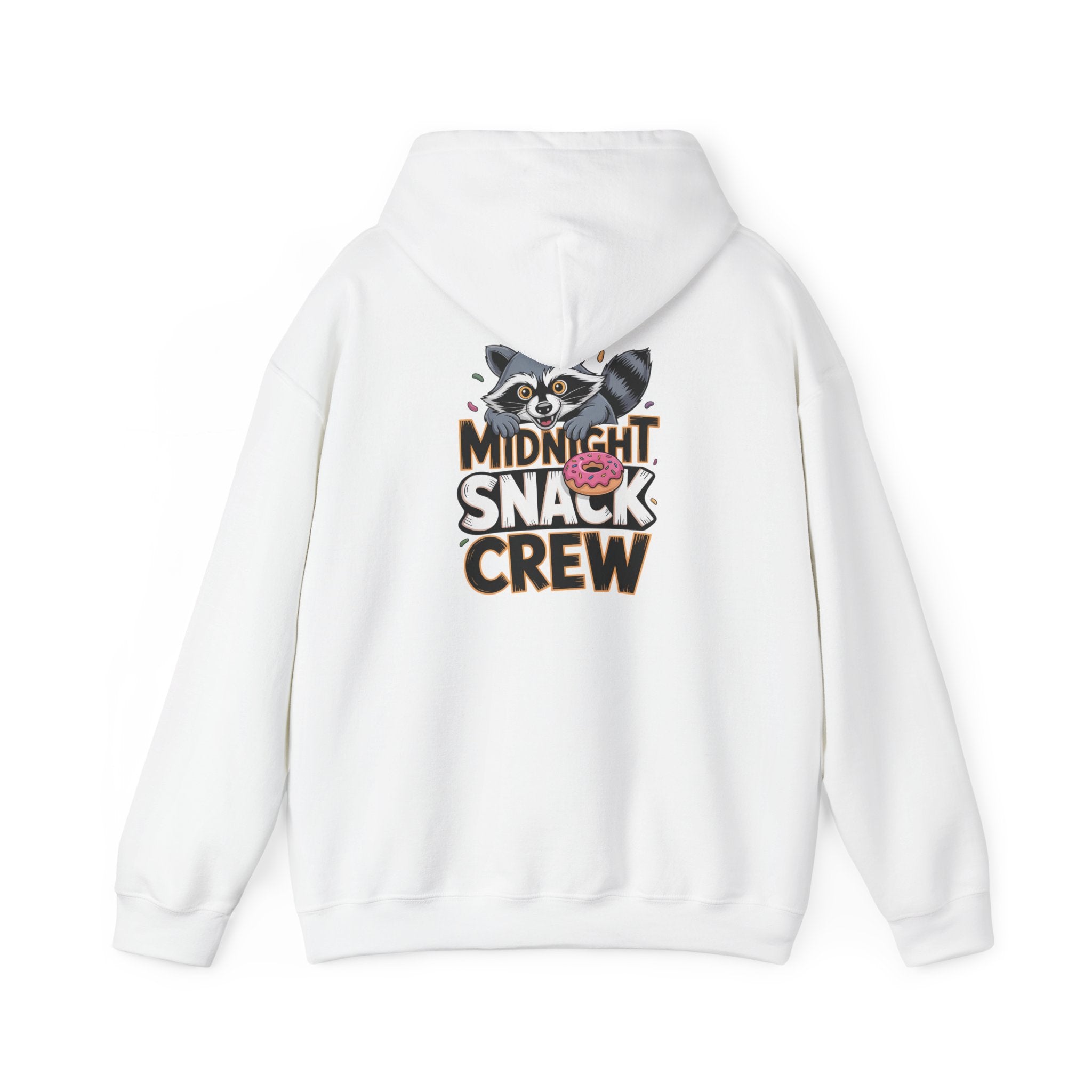 Midnight Snack Crew Hoodie — 'Wake the Sky' Raccoon Graphic Hooded Sweatshirt
