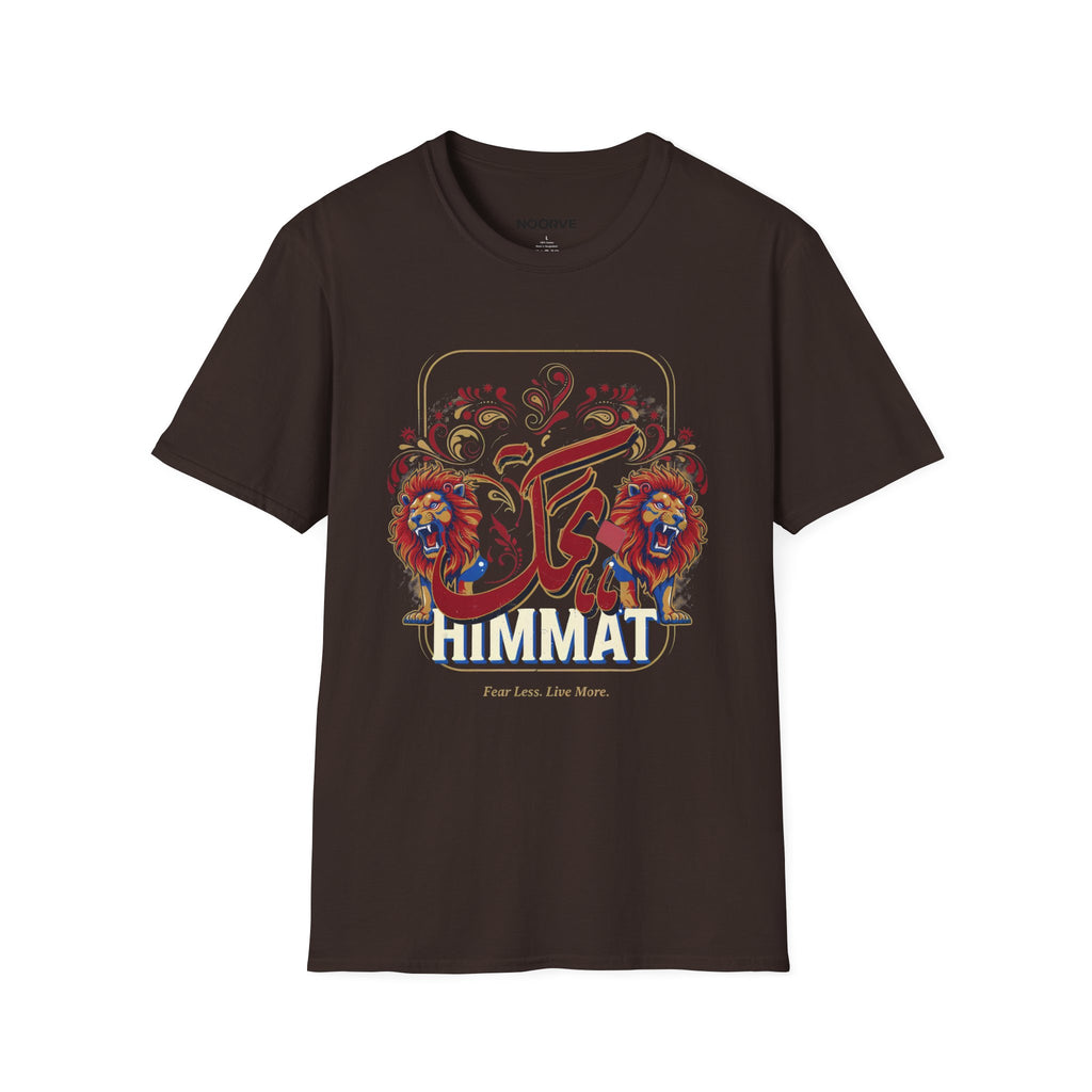 Arabic Calligraphy T-Shirt — 'Himmat' Lion Floral Graphic Tee