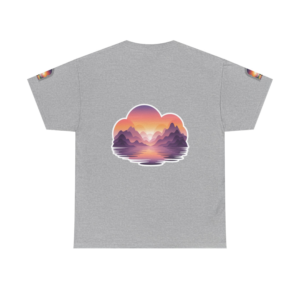 Sunset Mountain Landscape Tee - Retro Nature Graphic T-Shirt