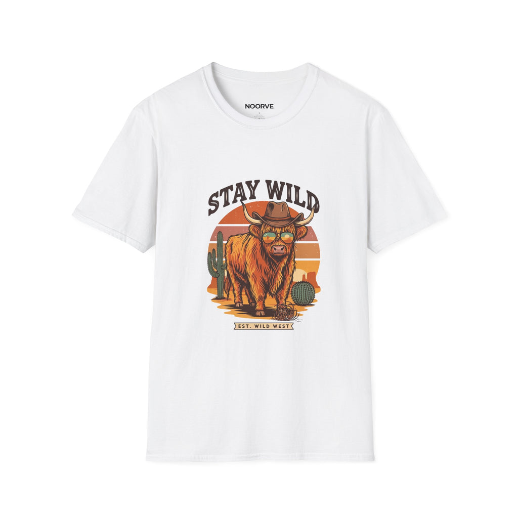 Stay Wild Longhorn T-Shirt — Retro Western Cow Skull Graphic Tee | Noorve | T-Shirt