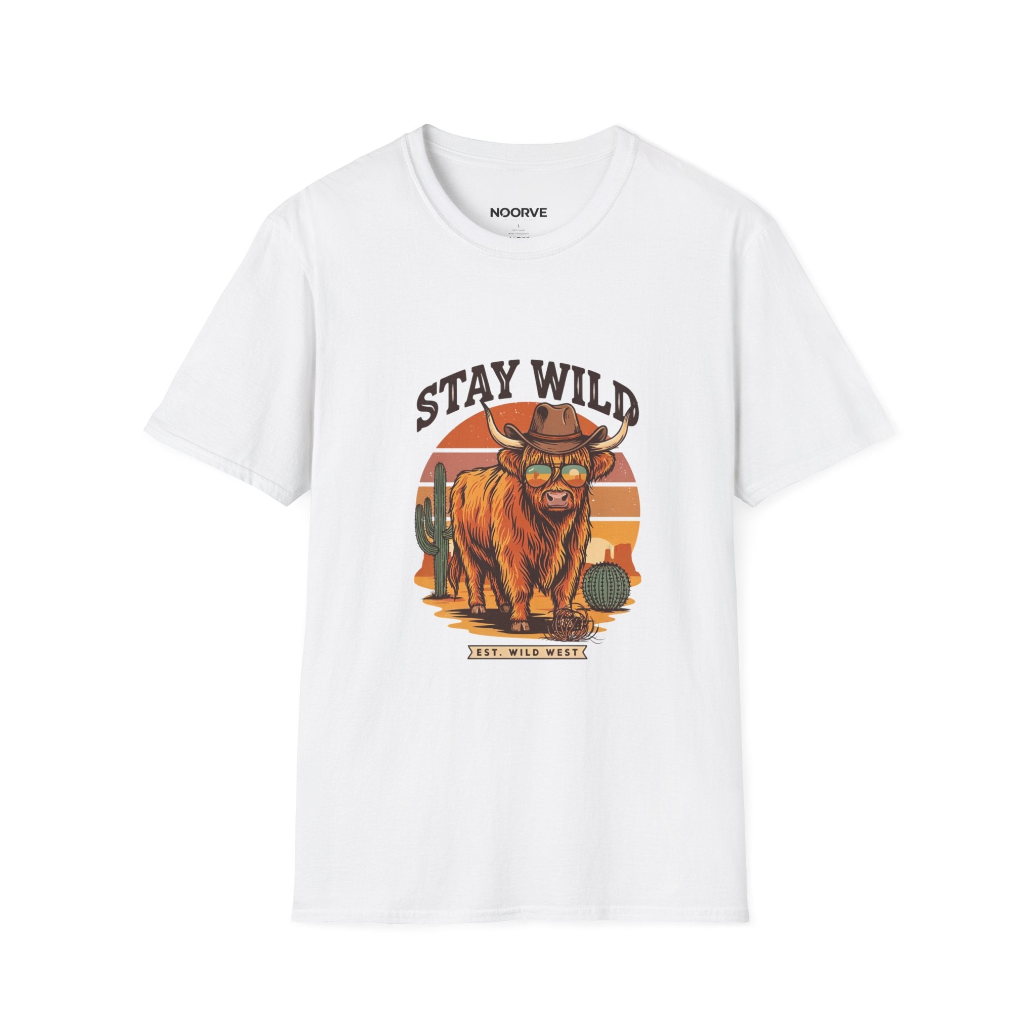 Stay Wild Longhorn T-Shirt — Retro Western Cow Skull Graphic Tee | Noorve | T-Shirt