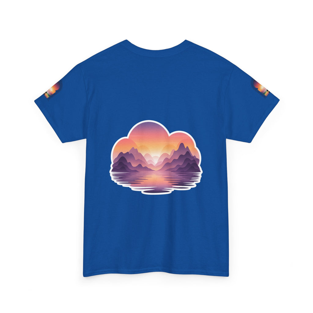 Sunset Mountain Landscape Tee - Retro Nature Graphic T-Shirt