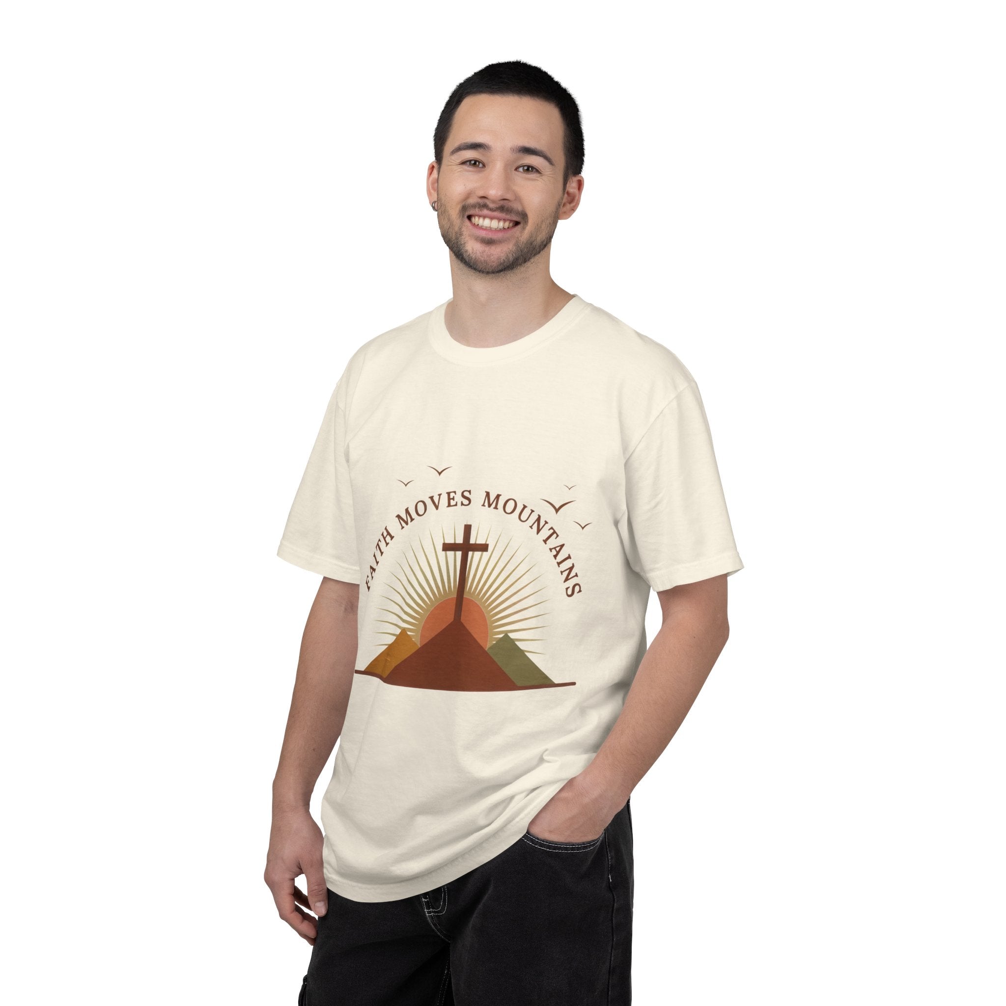 Faith Moves Mountains T-Shirt — Christian Cross Mountain Graphic Tee | Noorve | T-Shirt