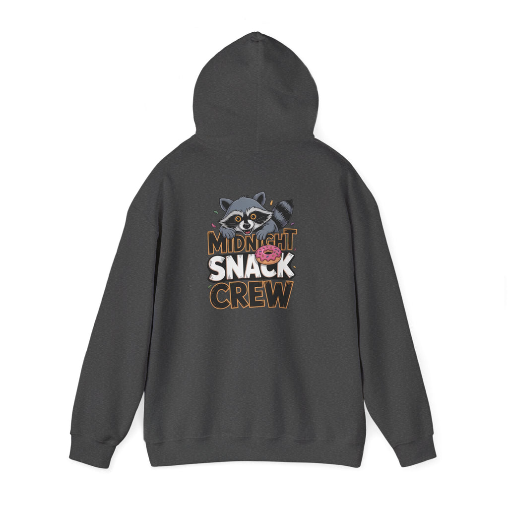 Midnight Snack Crew Hoodie — 'Wake the Sky' Raccoon Graphic Hooded Sweatshirt
