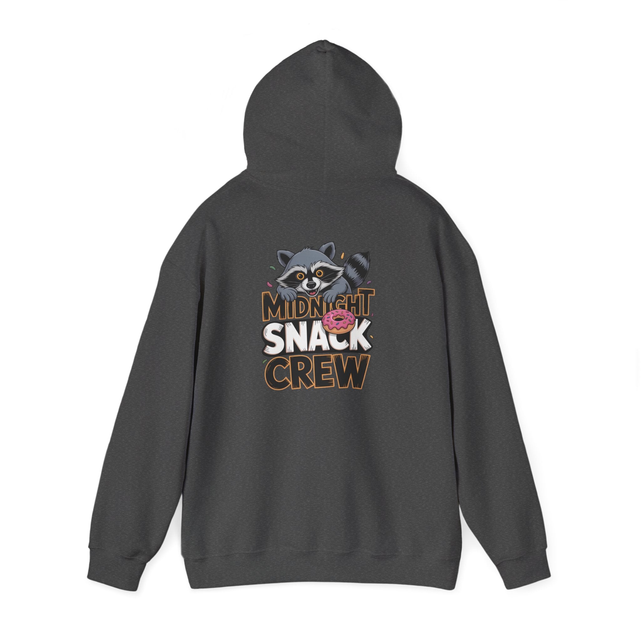 Midnight Snack Crew Hoodie — 'Wake the Sky' Raccoon Graphic Hooded Sweatshirt