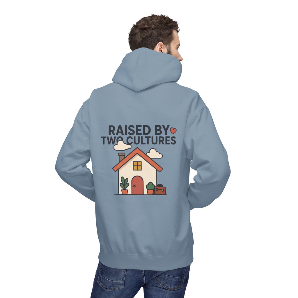 Raised by Two Cultures Hoodie — Multicultural Home Graphic Pullover