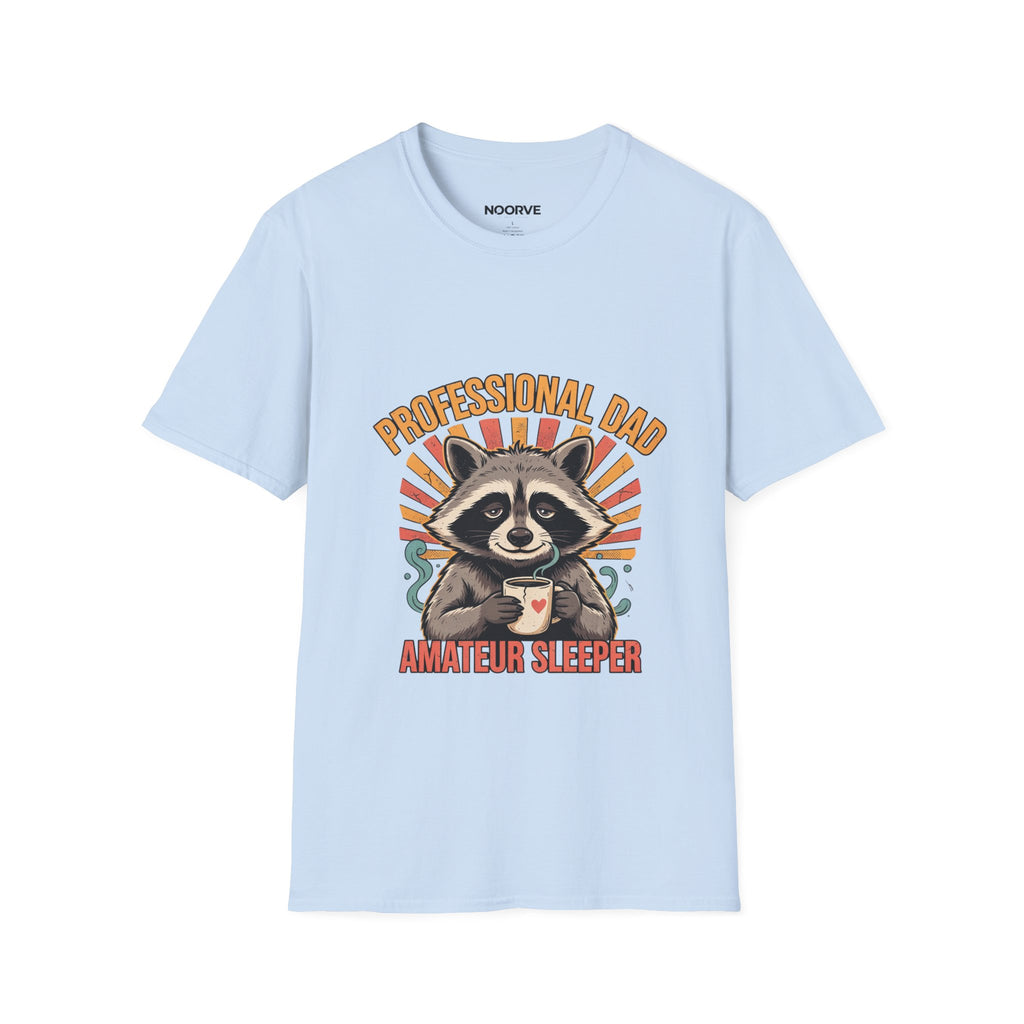 Dad T-Shirt – “Professional Dad, Amateur Sleeper” Cute Raccoon Father’s Day Tee