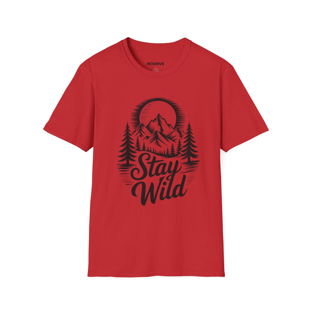 Stay Wild Mountain T‑Shirt — Adventure Graphic Tee with Mountains & Pine Trees