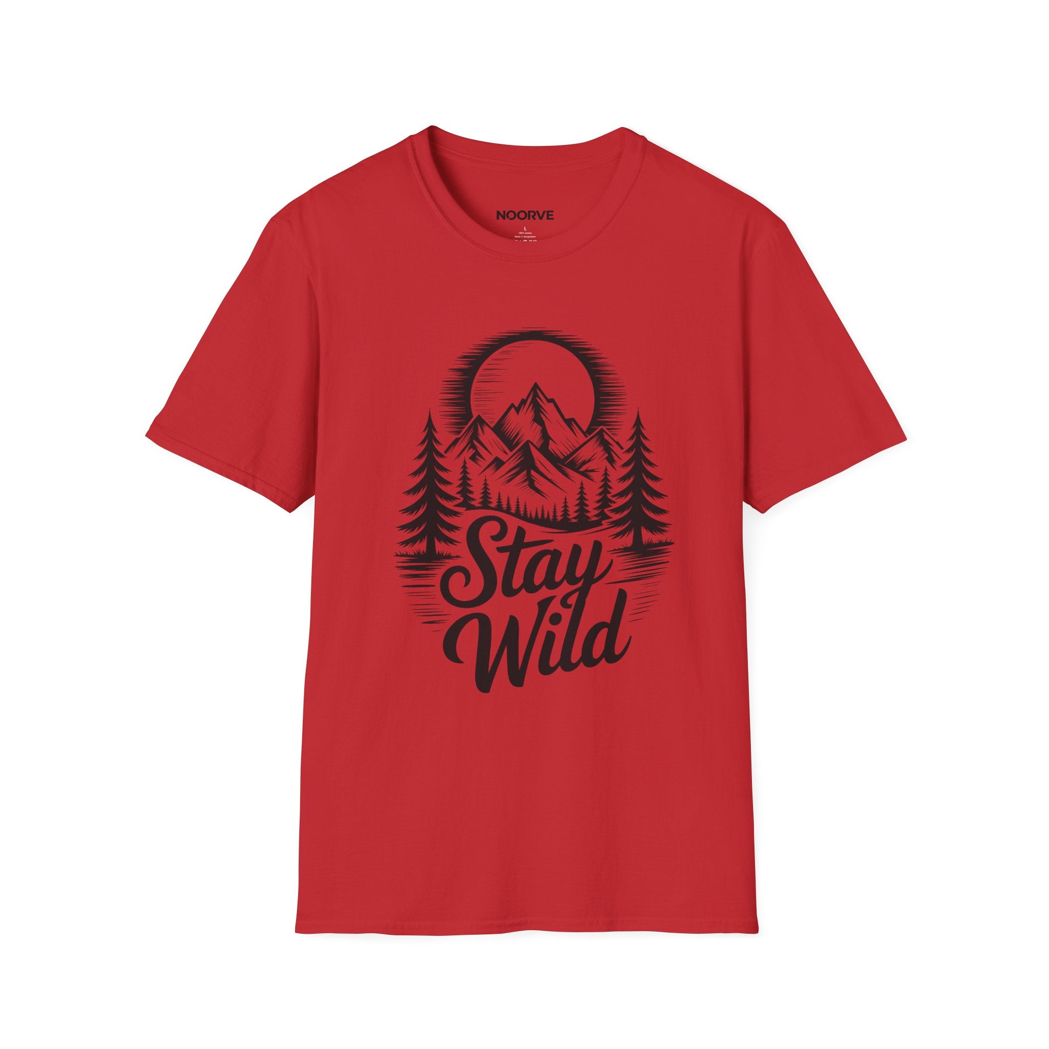 Stay Wild Mountain T‑Shirt — Adventure Graphic Tee with Mountains & Pine Trees