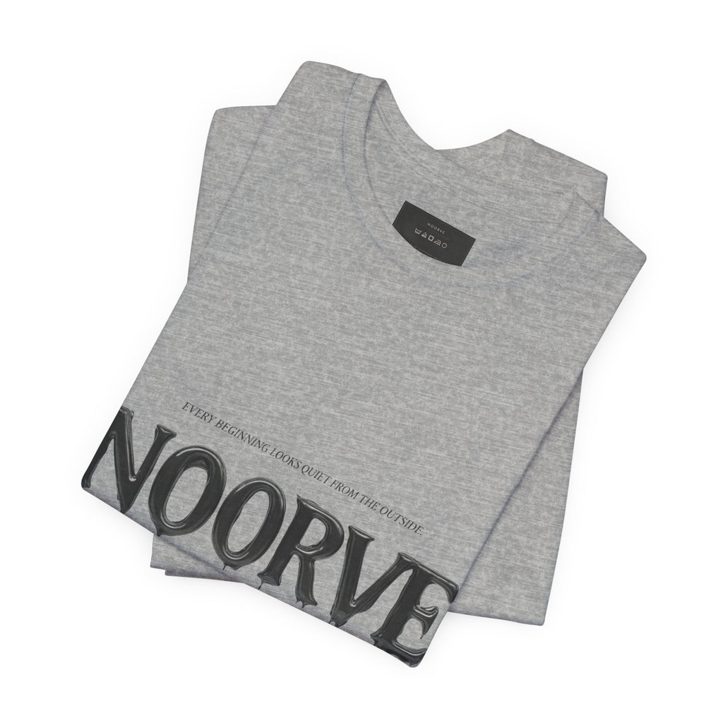 Noorve Drip Logo T-Shirt — Graphic White Tee with Gothic Dripping Text