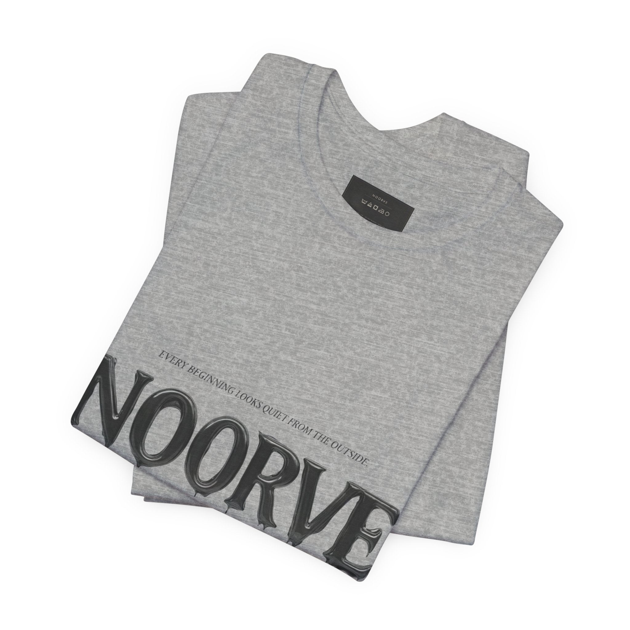 Noorve Drip Logo T-Shirt — Graphic White Tee with Gothic Dripping Text