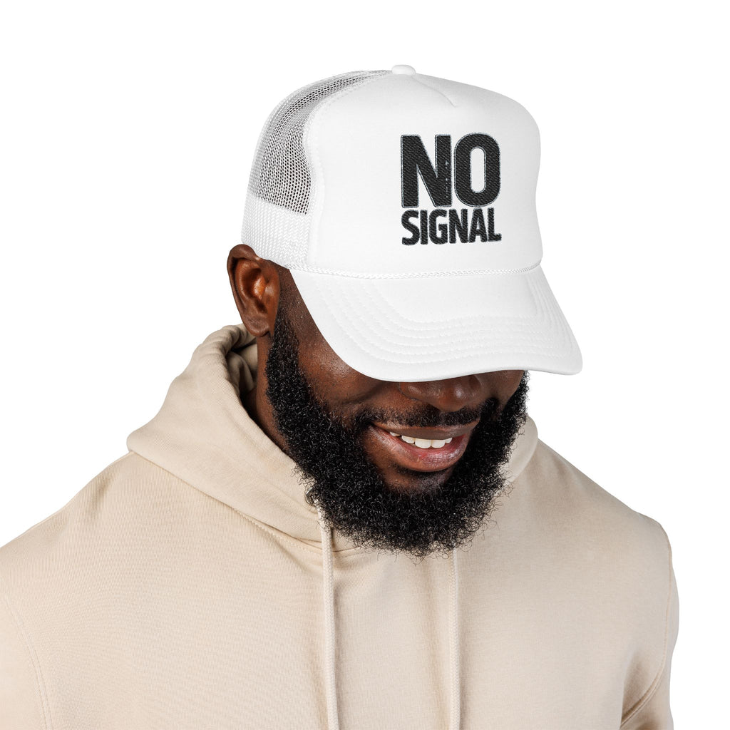 Trucker Hat — "NO SIGNAL" Distressed Foam Mesh Cap