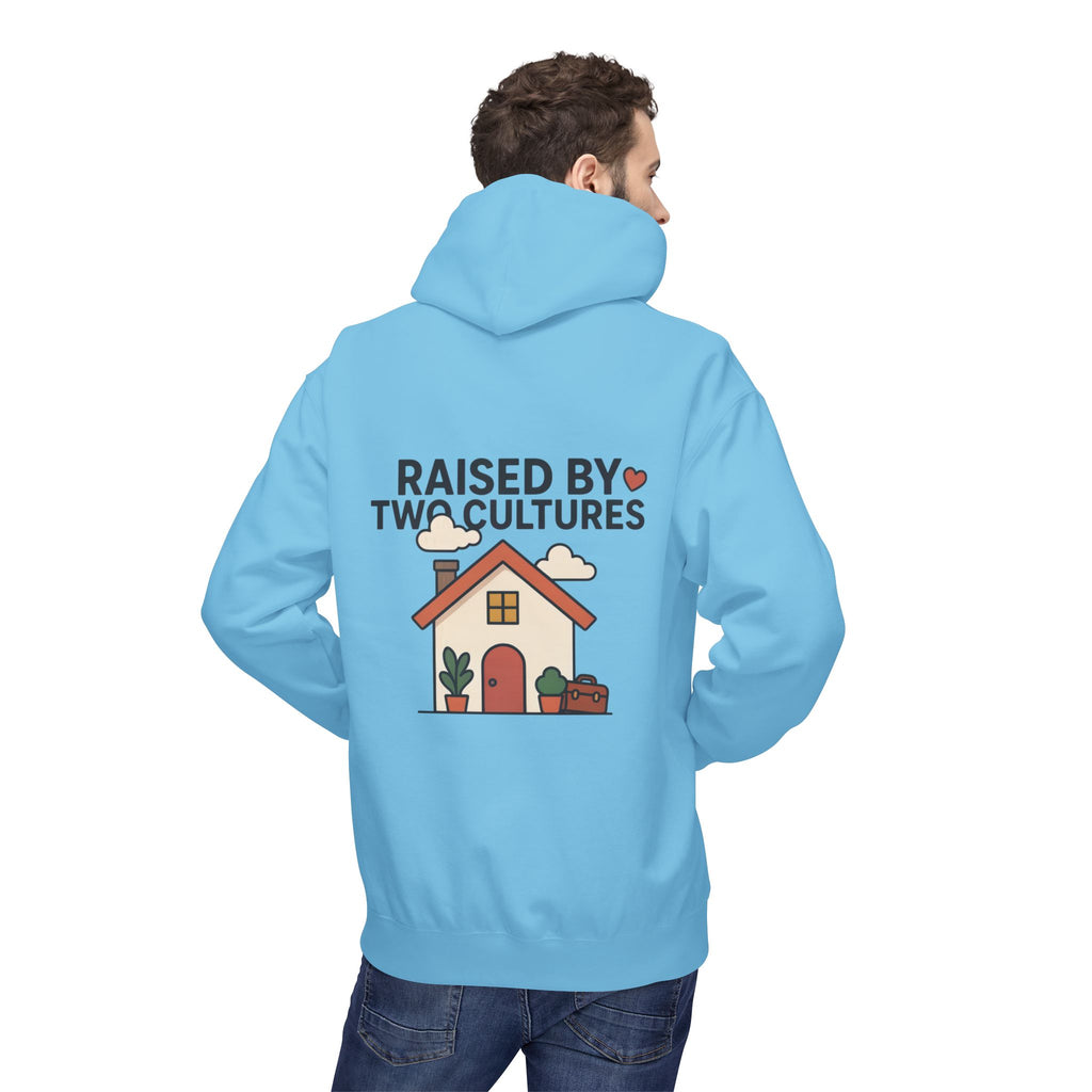 Raised by Two Cultures Hoodie — Multicultural Home Graphic Pullover
