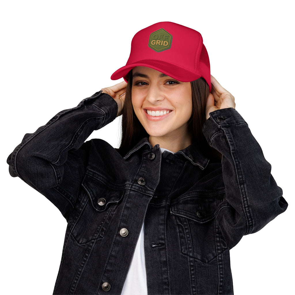 Off Grid Trucker Hat — Outdoor Adventure Foam Mesh Cap