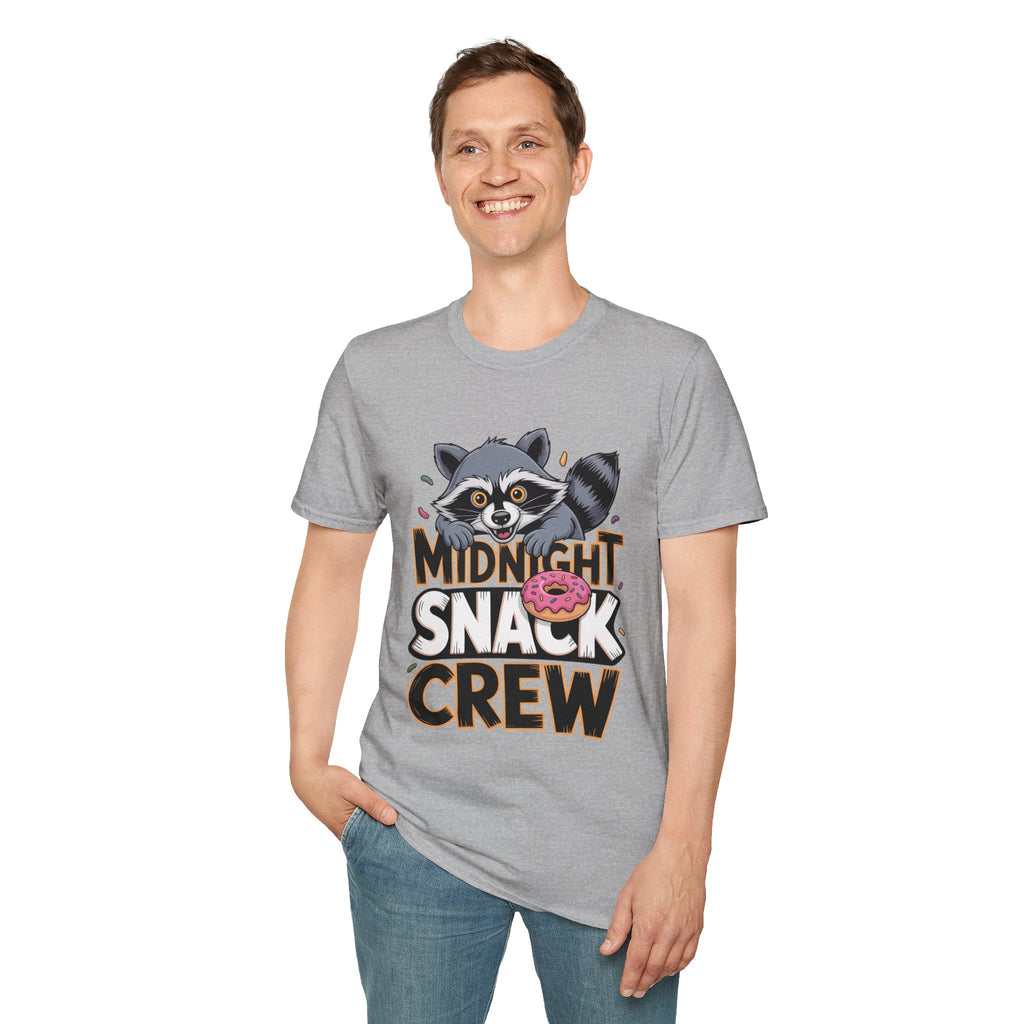 Midnight Snack Crew T-Shirt — Cute Raccoon Donut Tee
