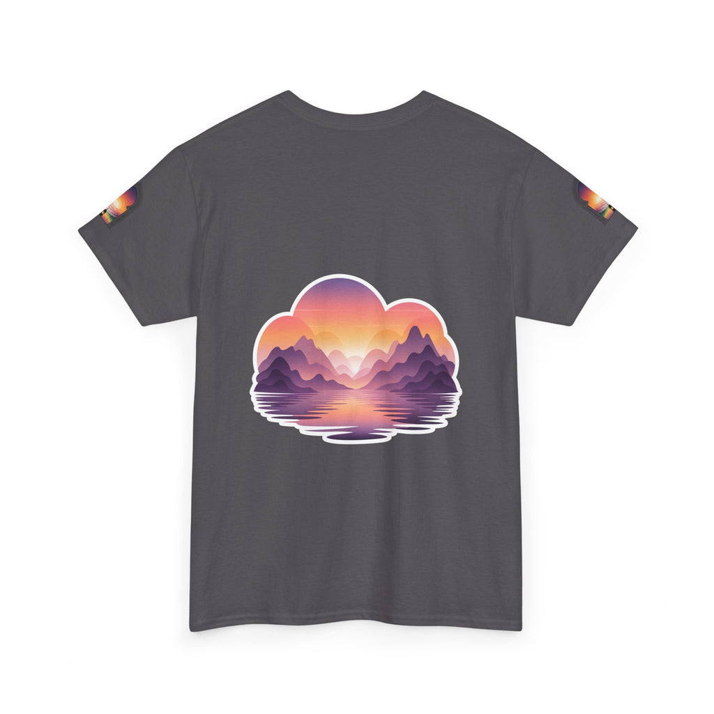 Sunset Mountain Landscape Tee - Retro Nature Graphic T-Shirt