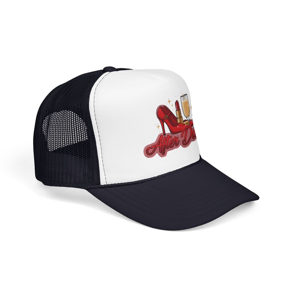 After Dark Trucker Hat — Red Heels & Champagne Foam Cap