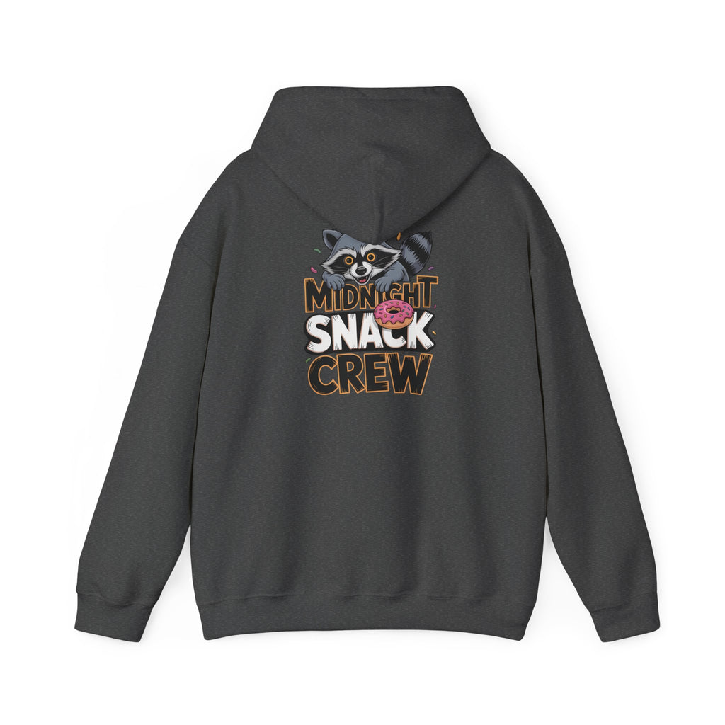 Midnight Snack Crew Hoodie — 'Wake the Sky' Raccoon Graphic Hooded Sweatshirt