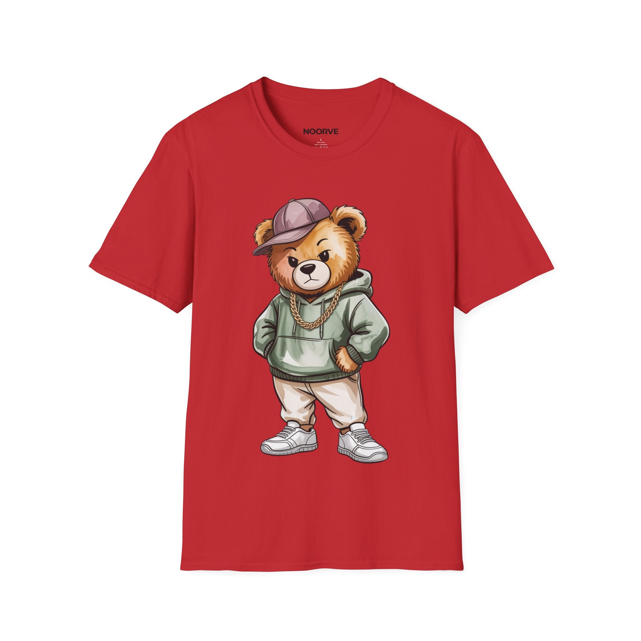 Casual Bear Graphic T-Shirt — Cool Teddy in Hoodie & Cap