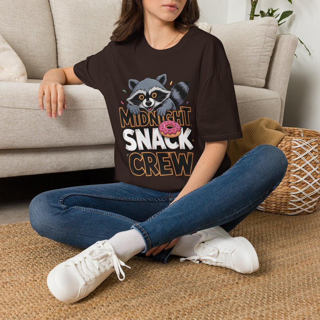 Midnight Snack Crew T-Shirt — Cute Raccoon Donut Tee