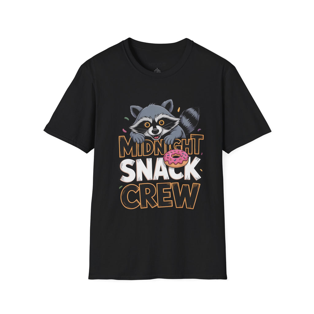 Midnight Snack Crew T-Shirt — Cute Raccoon Donut Tee