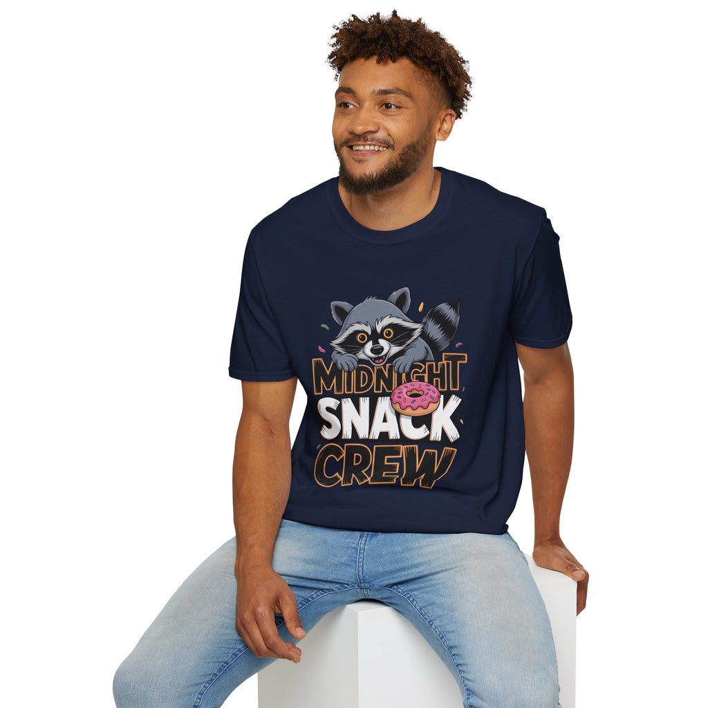 Midnight Snack Crew T-Shirt — Cute Raccoon Donut Tee