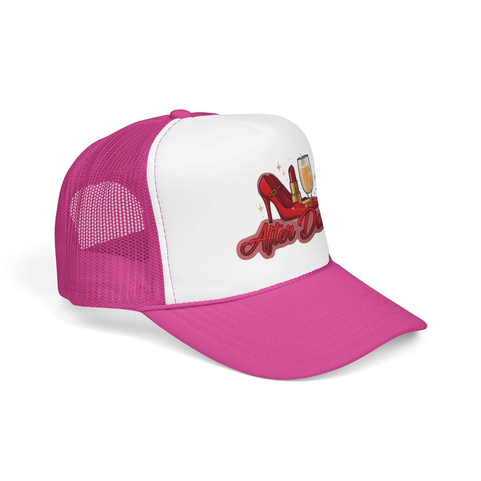 After Dark Trucker Hat — Red Heels & Champagne Foam Cap