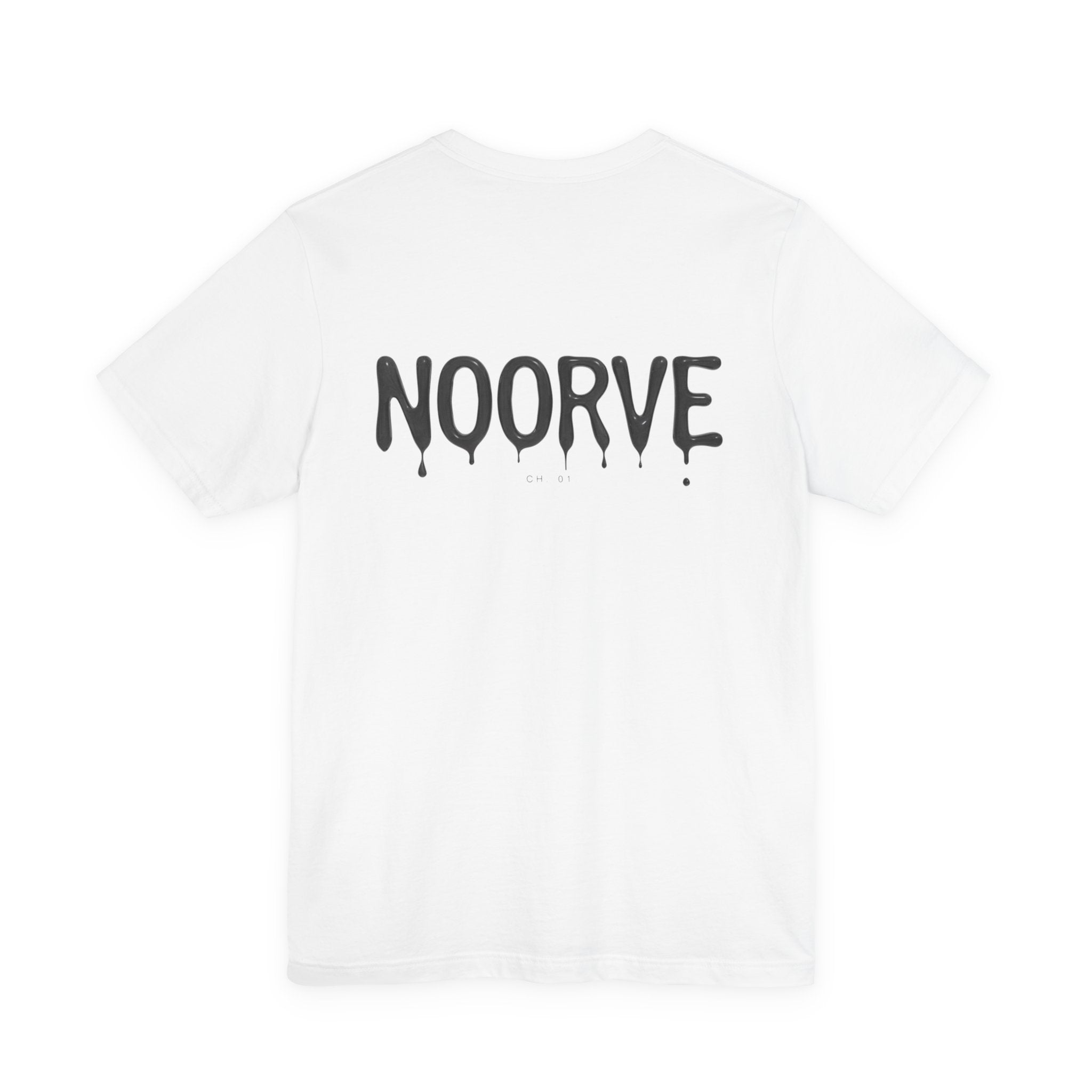 Noorve Drip Logo T-Shirt — Graphic White Tee with Gothic Dripping Text