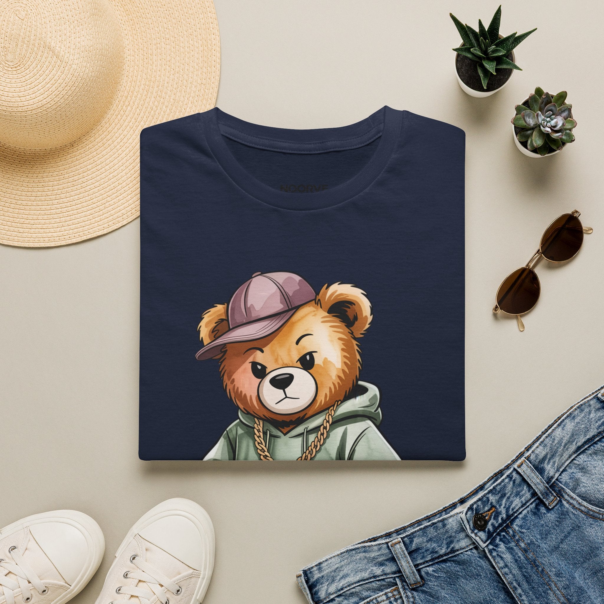 Casual Bear Graphic T-Shirt — Cool Teddy in Hoodie & Cap | Noorve | T-Shirt