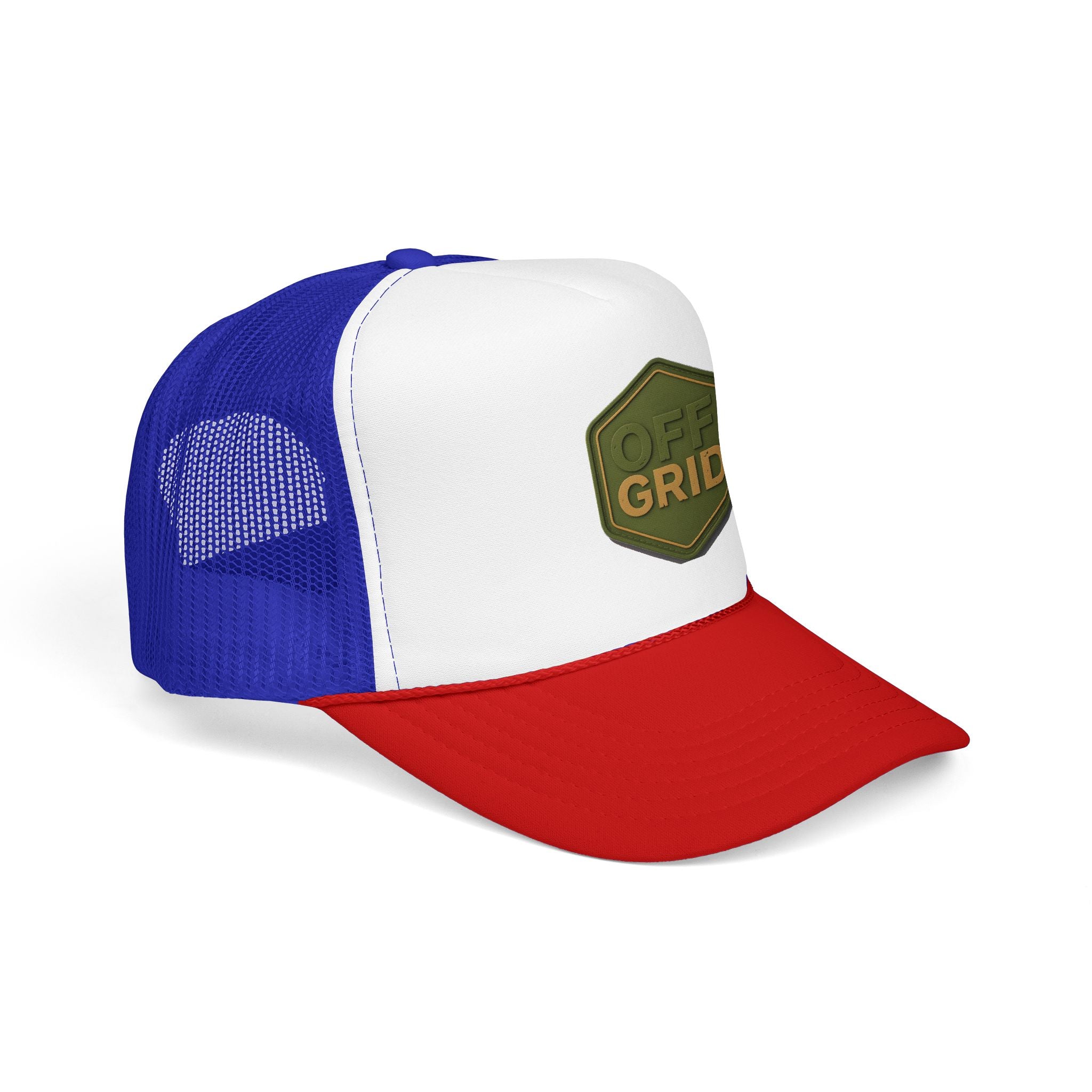 Off Grid Patch Trucker Hat — Military Green Adventure Cap