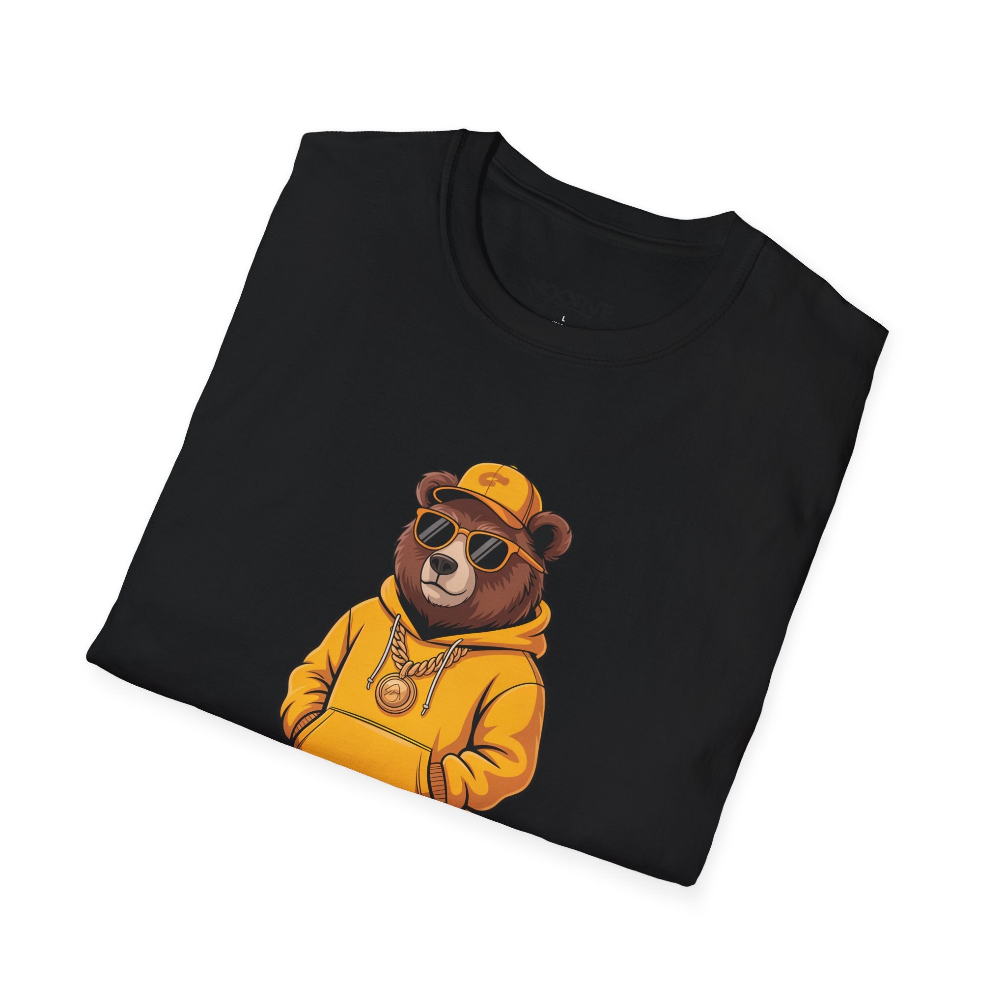 Bear Graphic T-Shirt — Cool Hip-Hop Bear in Yellow Hoodie | Noorve | T-Shirt