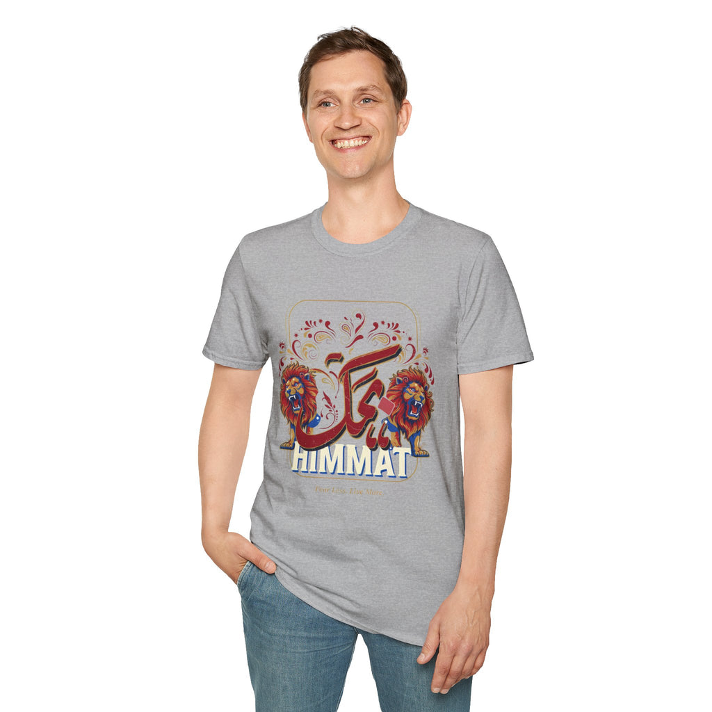 Arabic Calligraphy T-Shirt — 'Himmat' Lion Floral Graphic Tee