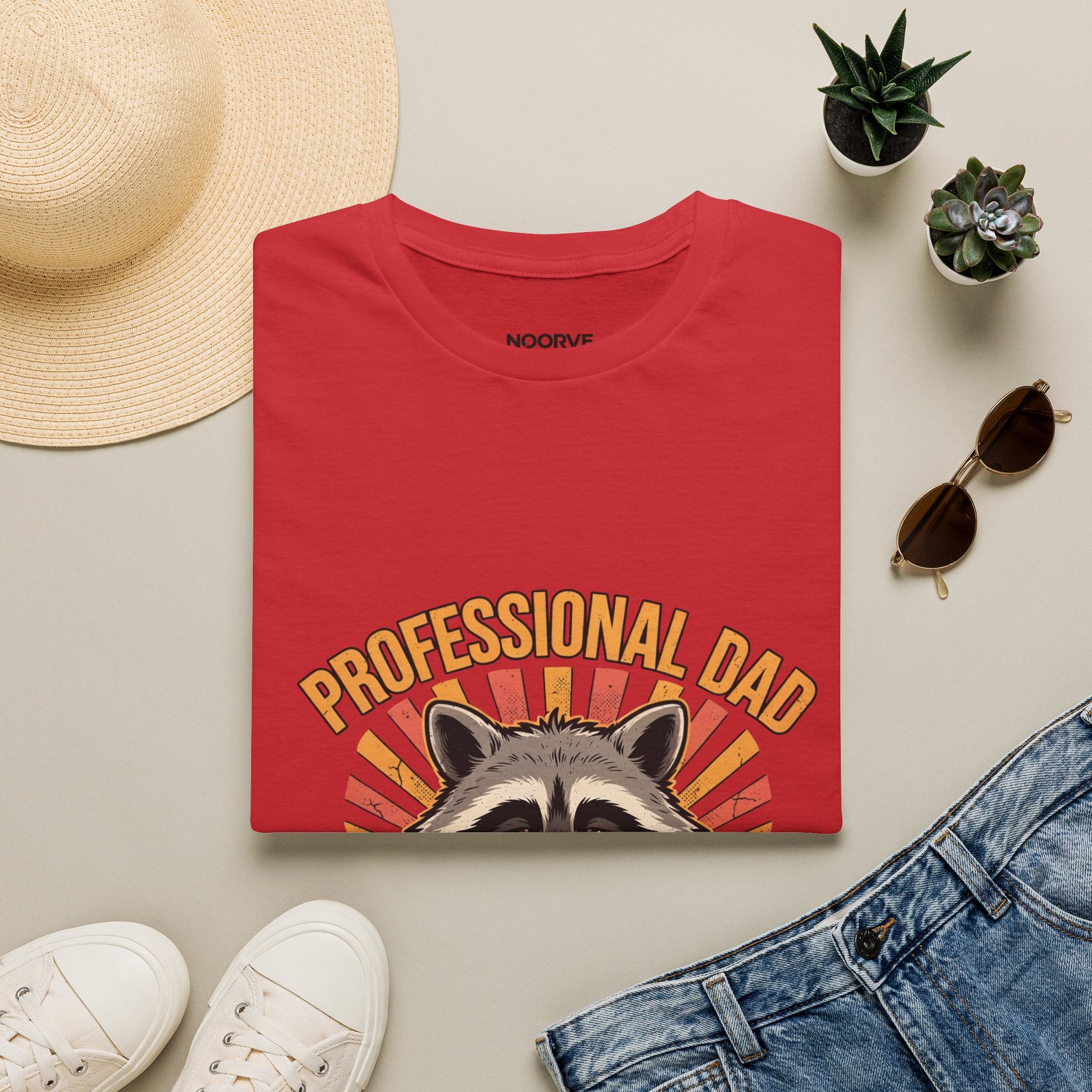 Dad T-Shirt – Professional Dad, Amateur Sleeper Cute Raccoon Father's Day Tee | Noorve | T-Shirt