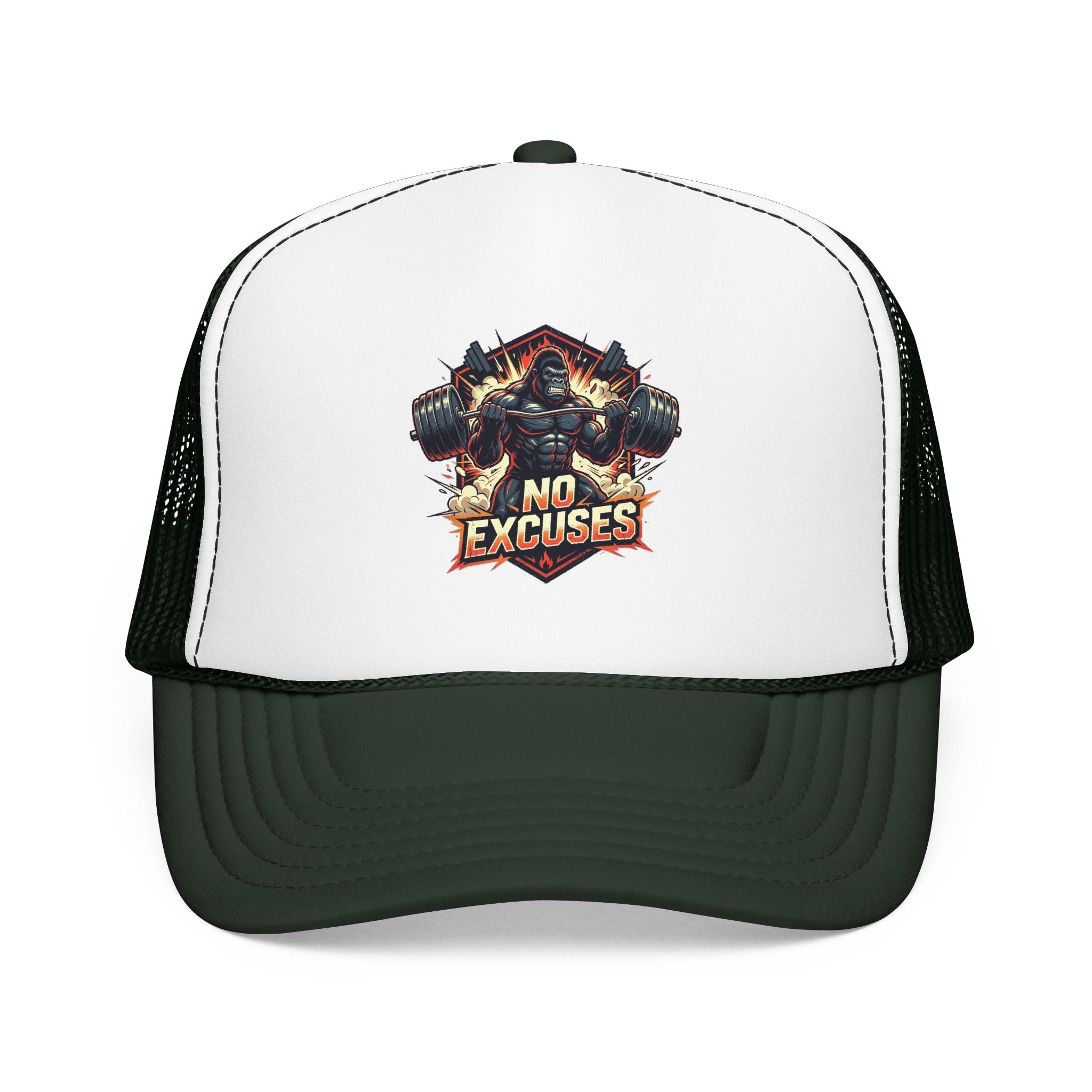 Trucker Hat — 'No Excuses' Gym Skull Design | Noorve | Hats